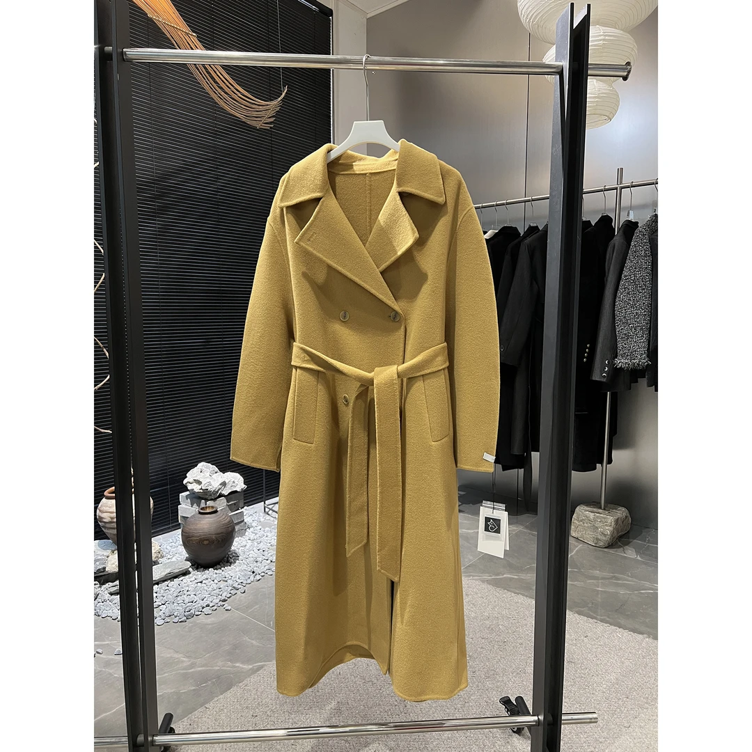 显白黄色收腰双面大衣B613（清）