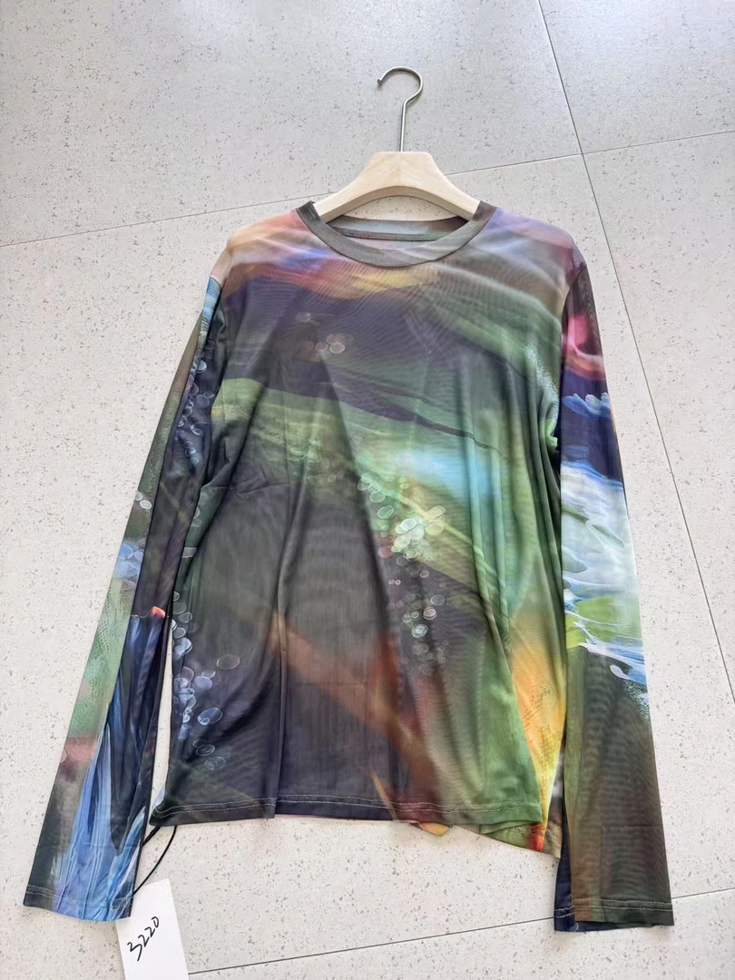 3220【海的泡沫】春夏薄款彩色宽松大版网纱时尚防晒透气T