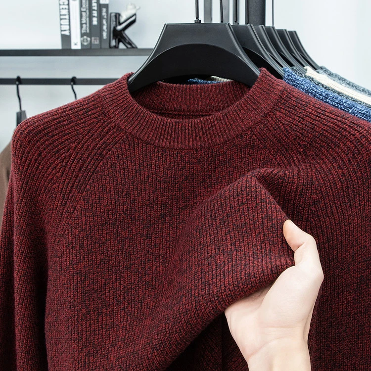 【高支高密】男士轻奢秋冬季新款提花针织衫圆领休闲时尚毛衣打底衫