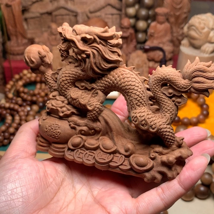 檀香木把件老山檀龙摆件