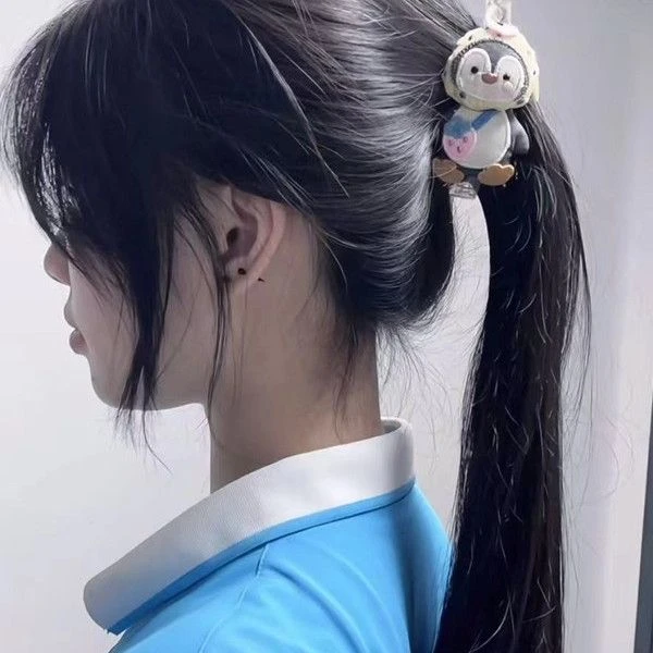可爱卡通企鹅香蕉夹发夹巨显发量香蕉夹后脑勺盘发百搭甜妹发饰