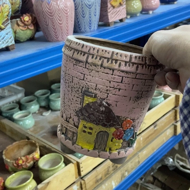 陶瓷花盆单场满9.9发12.5*15粉