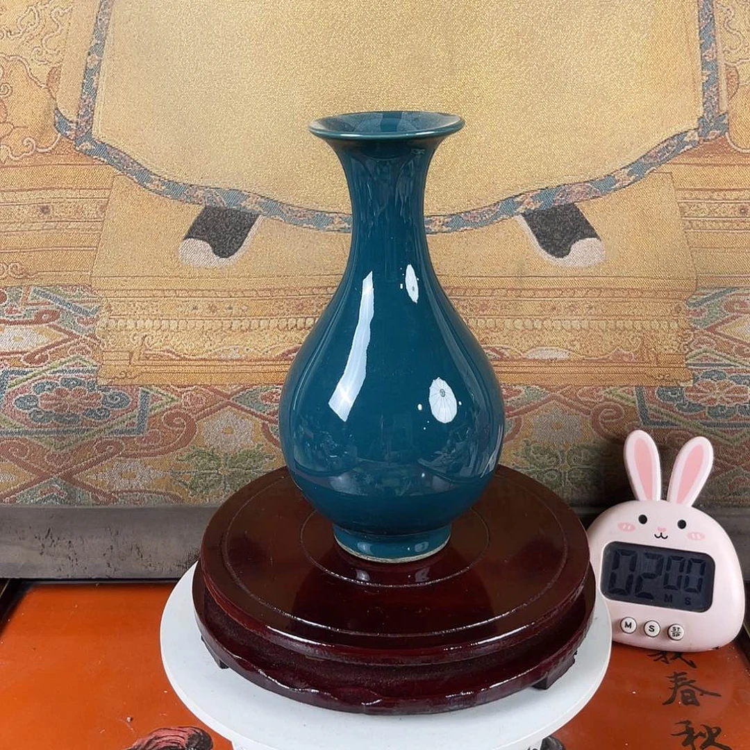 摆件家**j松石绿釉瓷器摆件