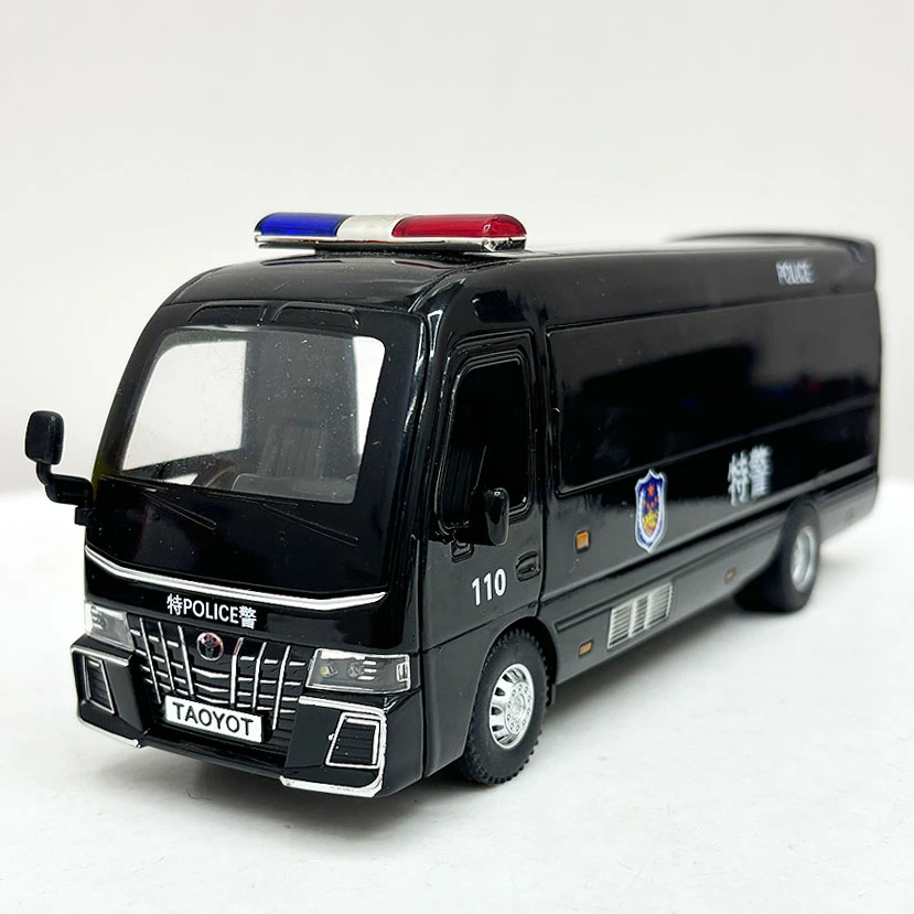 合金仿真1:32模型声光大巴中巴回力避震轮警灯闪烁收藏摆件礼物
