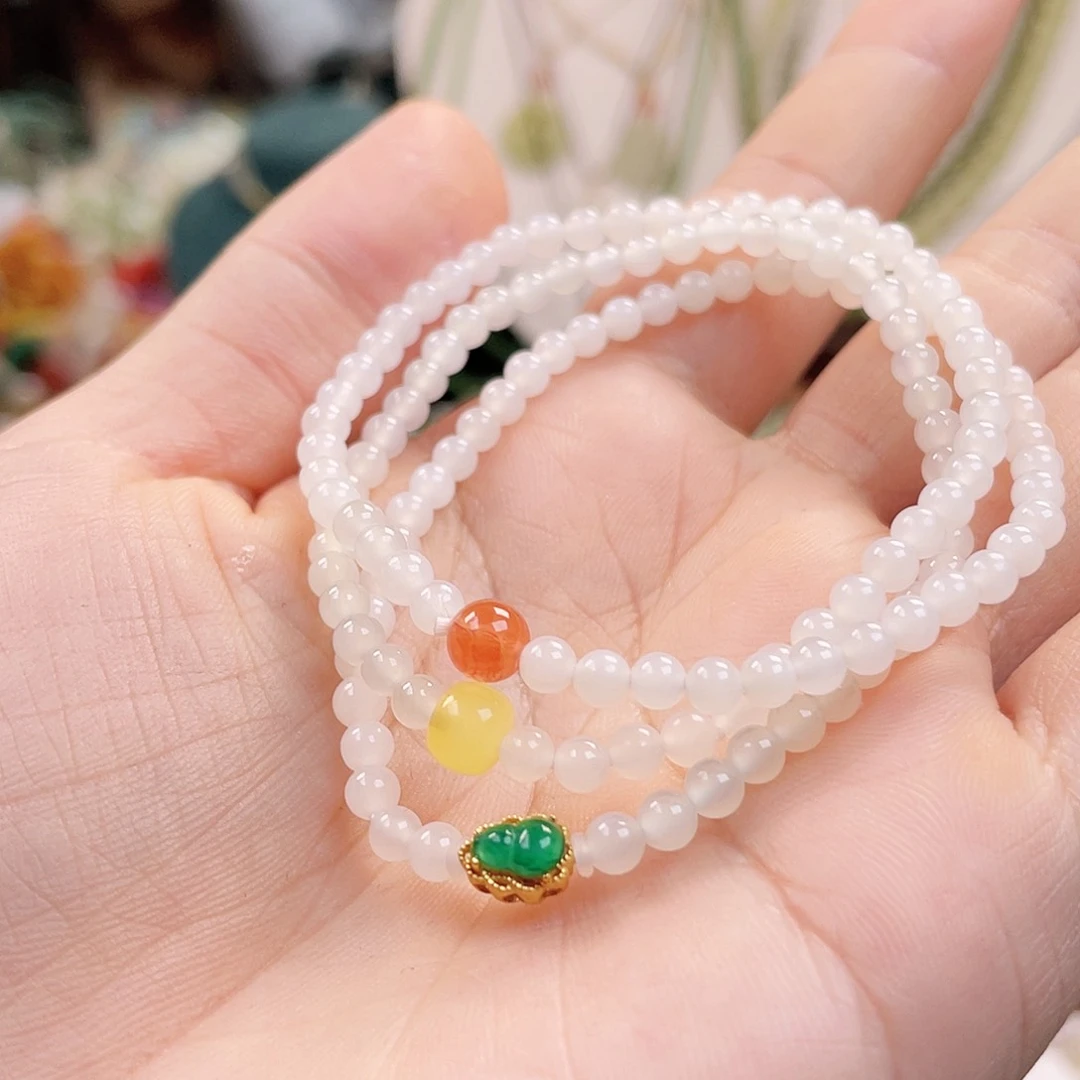 和田玉手链未镶嵌华*4