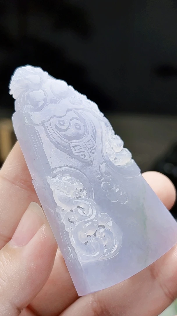 天然缅甸翡翠冰胶块飘绿貔貅仿古牌毛货买断需抛光尺寸67-35-12