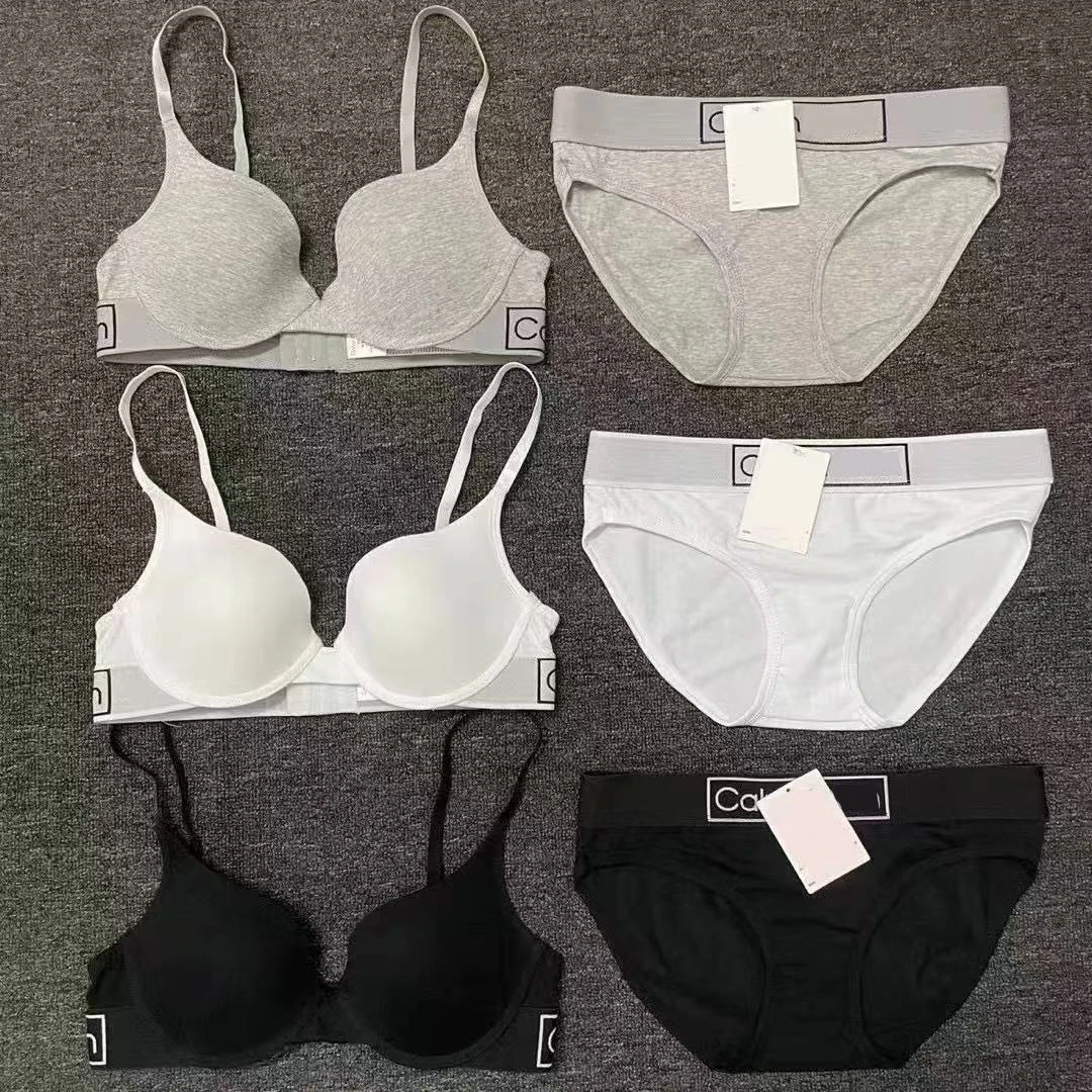 8938#CK欧美风轻薄纯色深V性感内衣套装