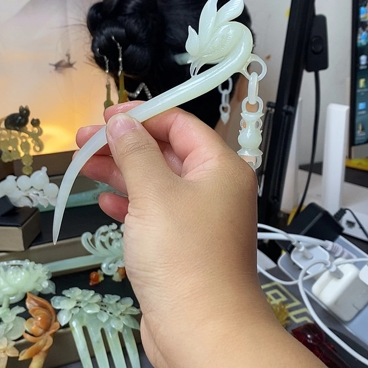 蛇纹石玉合金发饰