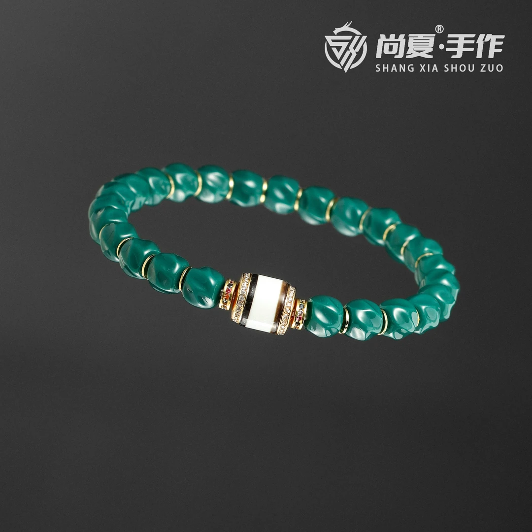 尚夏【乱山无相】7.5MM高瓷玉化老油绿地狱色琉璃无相单圈高端