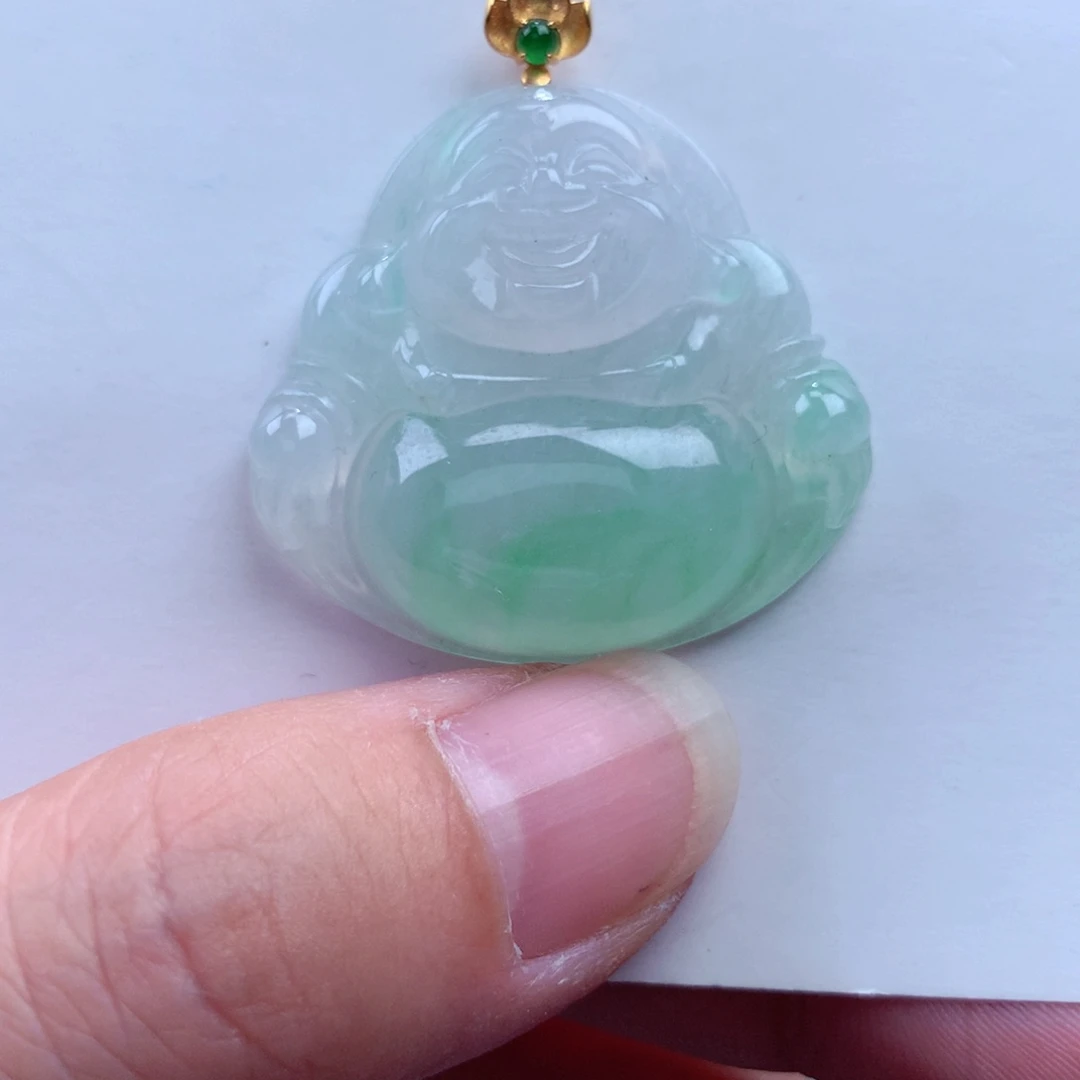 翡翠吊坠(不含链)18K金镶嵌