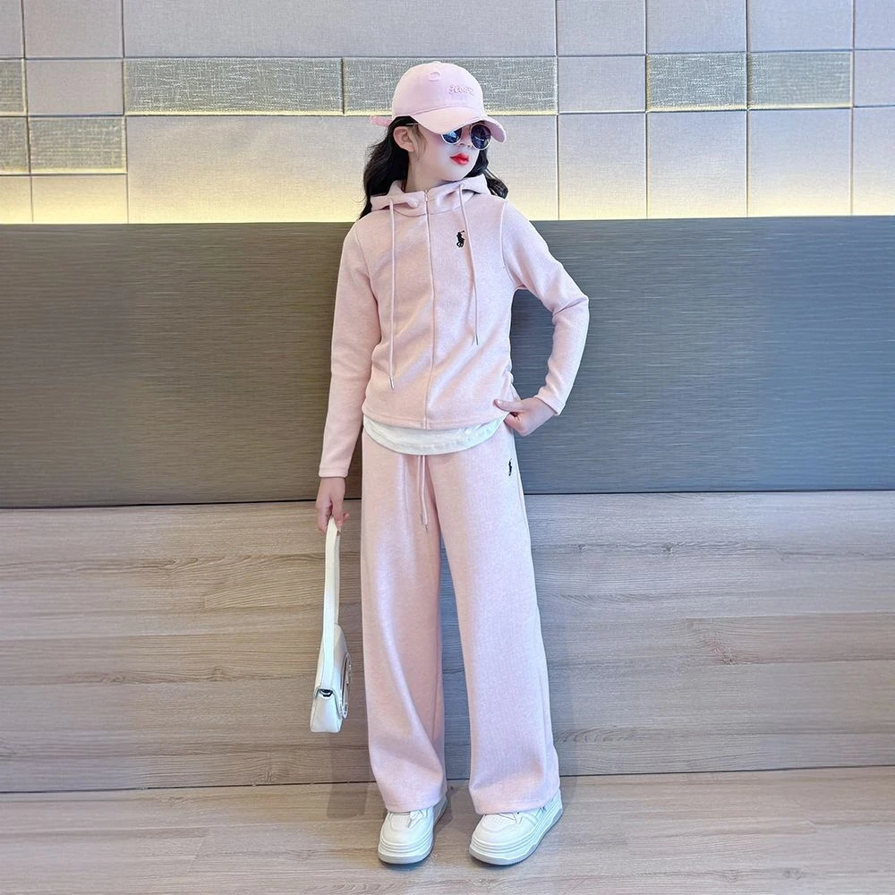 女童装春秋休闲套装秋装新款儿童衣服洋气连帽外套潮款长裤两件套