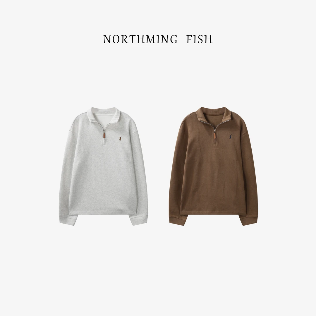 NorthMing fish 「素影叠声」 经典老钱 慵懒腔调松弛半拉链卫衣