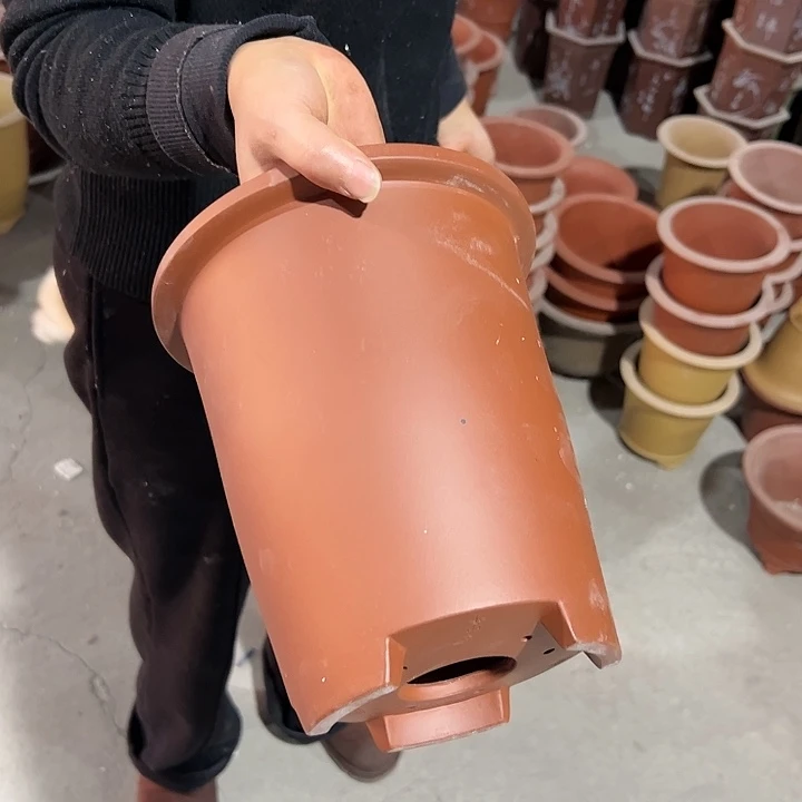 紫砂花盆微瑕帽筒红色