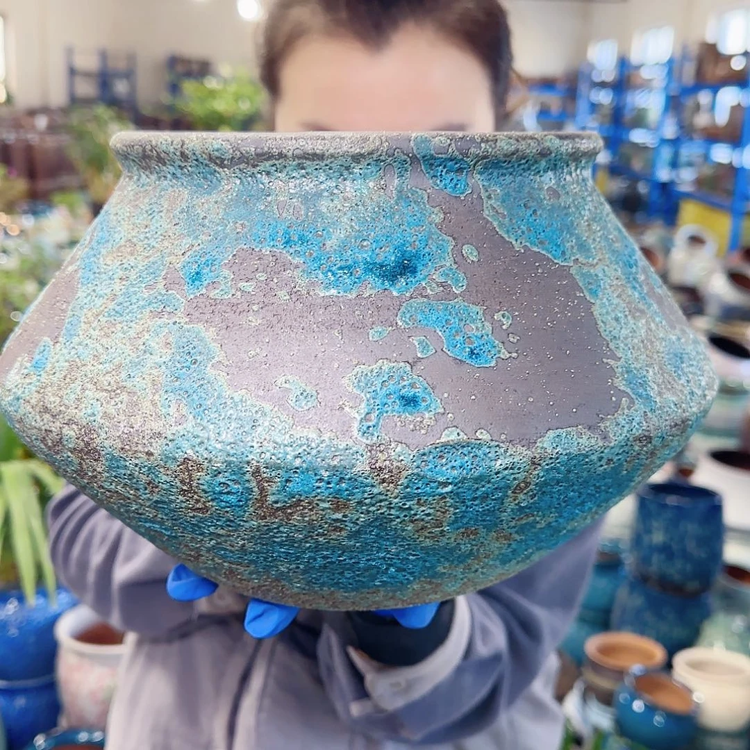 紫砂花盆高18口19