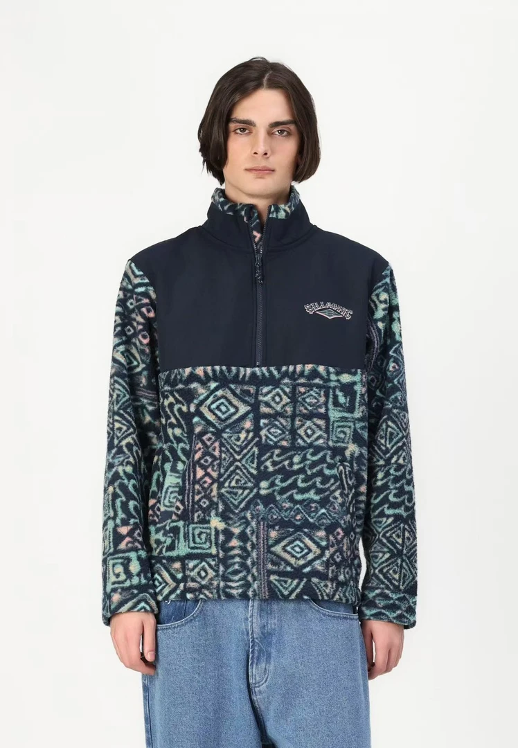 澳洲滑板冲浪半拉链摇粒绒拼接卫衣半拉链夹克