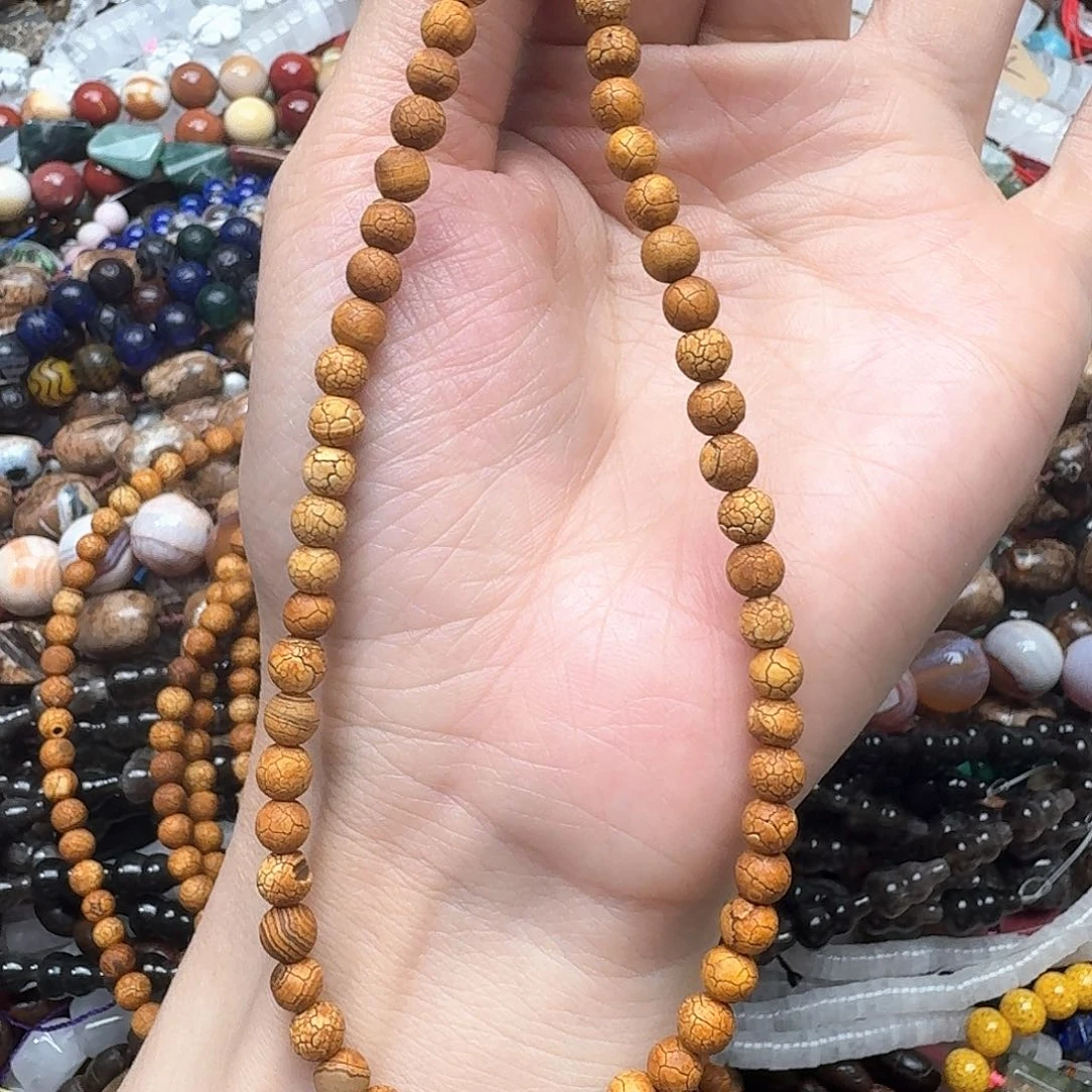 玛瑙/玉髓合金珠宝半成品一条6mm树玛瑙