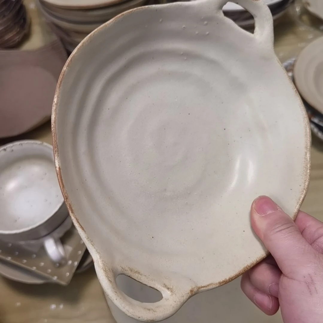 瓷片微瑕粗陶双耳两个一组