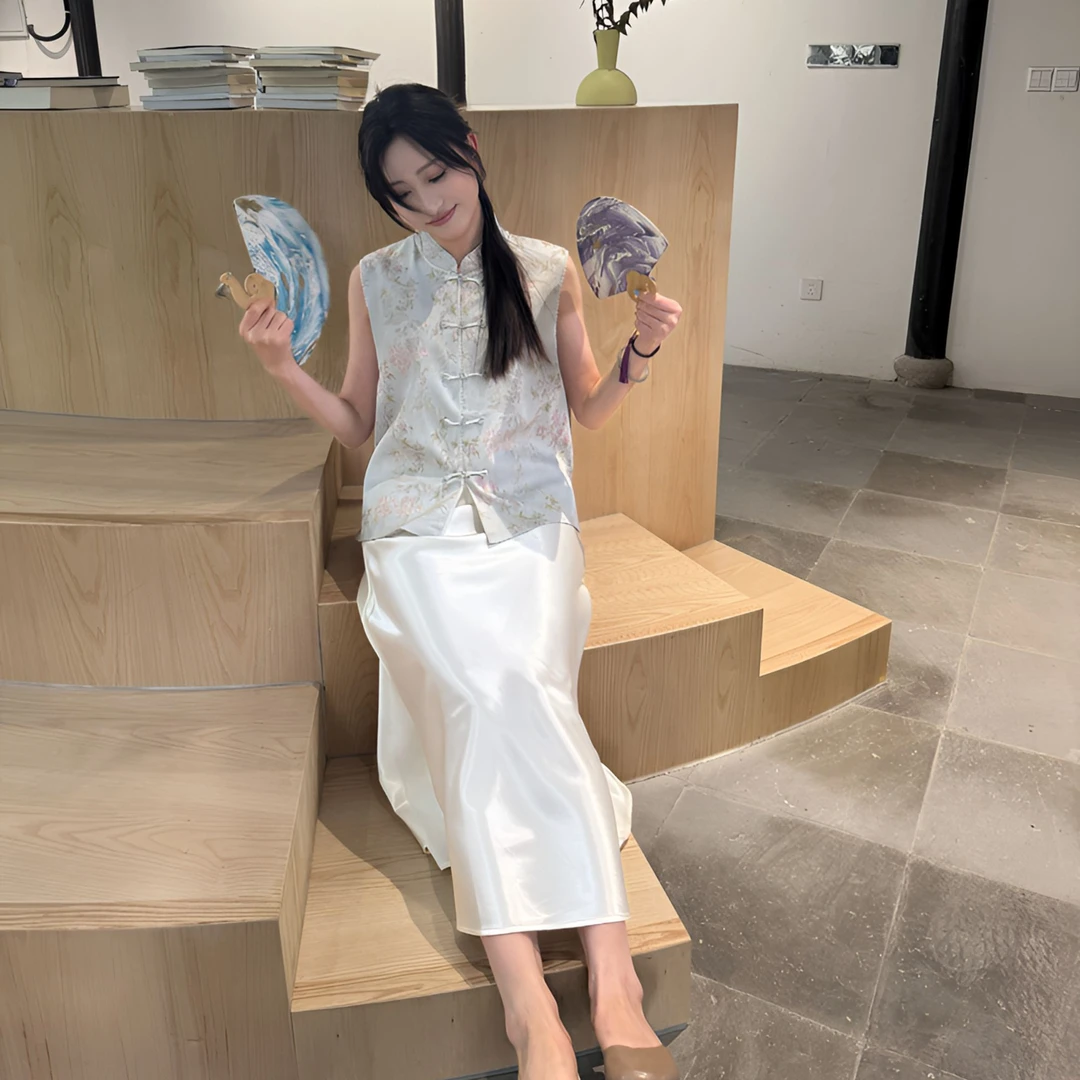 拾花集·（春日细雨）2052春夏新款珍珠刺绣印花新中式国风马甲