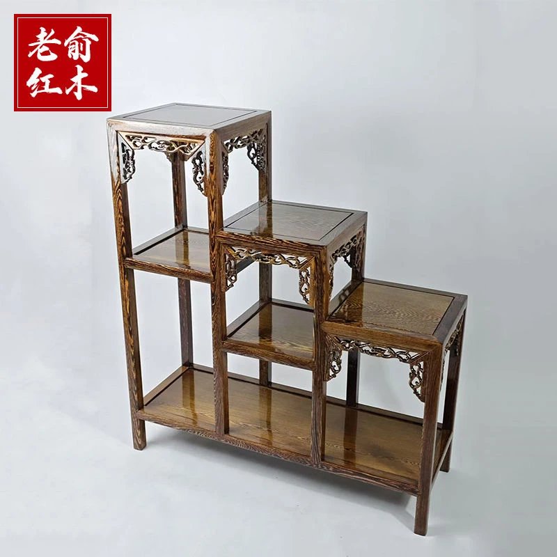 多层花架子客厅落地式复古中式花台实木室内客厅绿植花盆架置物架