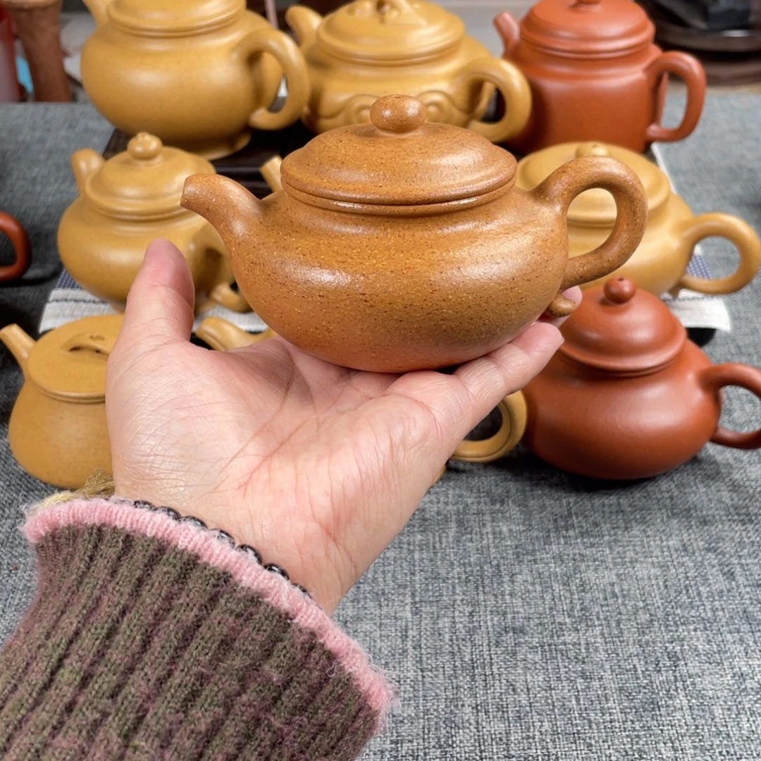 紫砂茶壶黄降坡仿古全手30目200