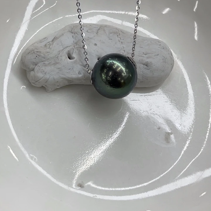 银S925镶嵌套链海水珍珠13-14mm