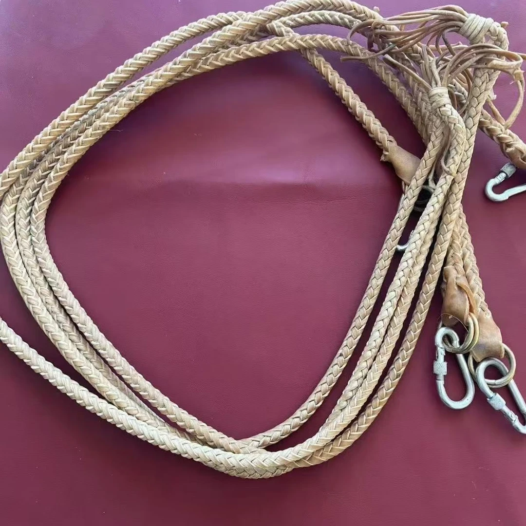 马缰绳驯马侧缰绳副缰绳牛皮耐磨马鞍调教配件马具配件马术用品