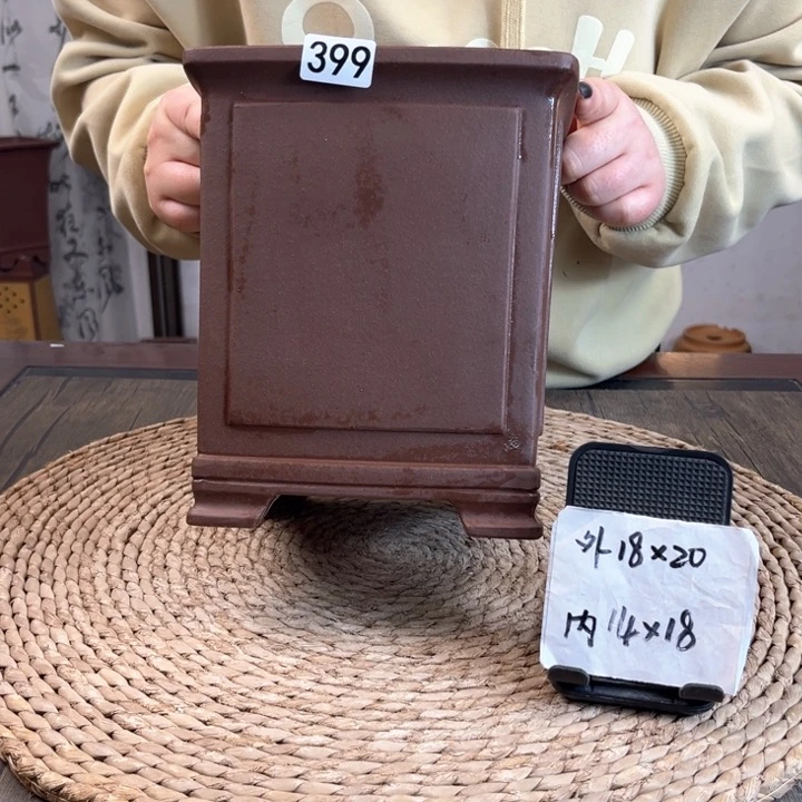 紫砂花盆特惠紫泥奎面素面正方399