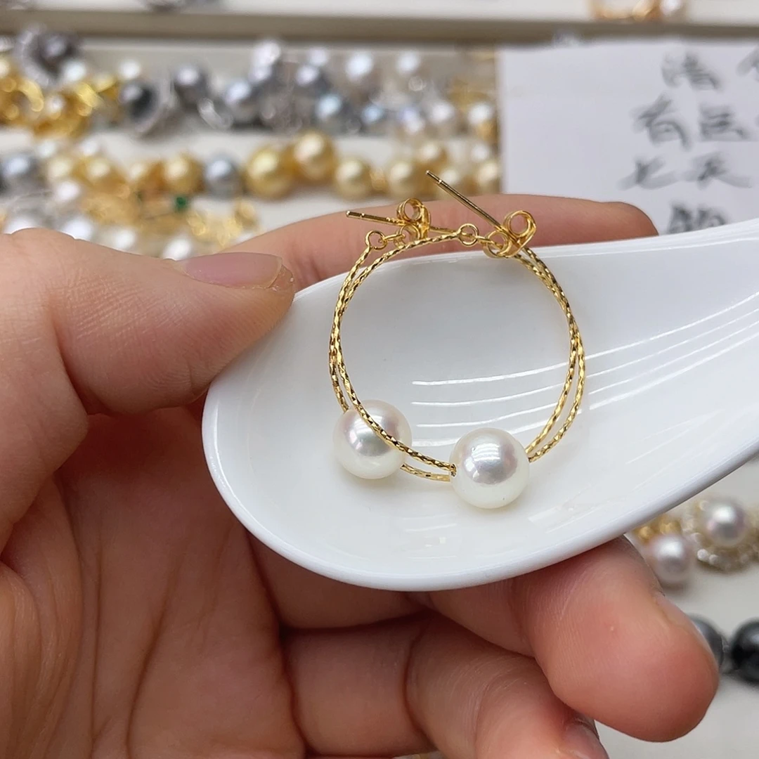 银S925镶嵌海水珍珠耳饰