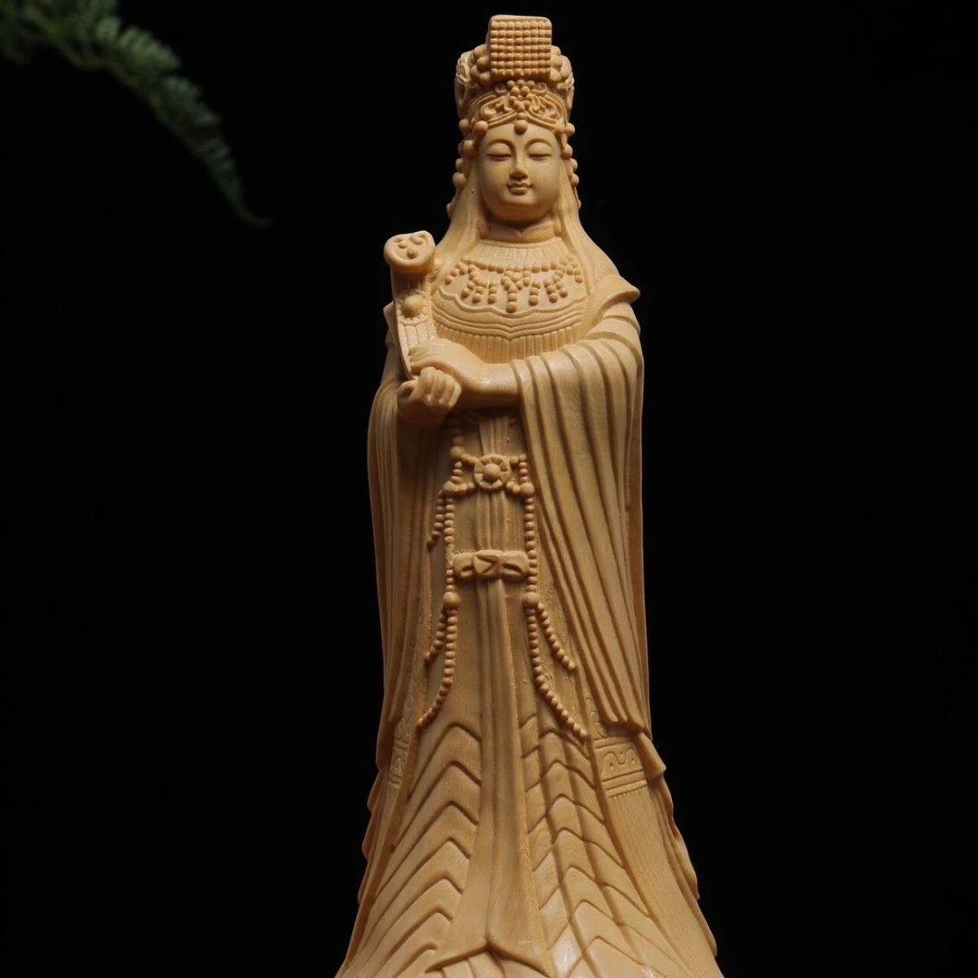 桧木雕刻妈祖神像天后摆件湄洲海神天上圣母娘娘工艺品家居供奉