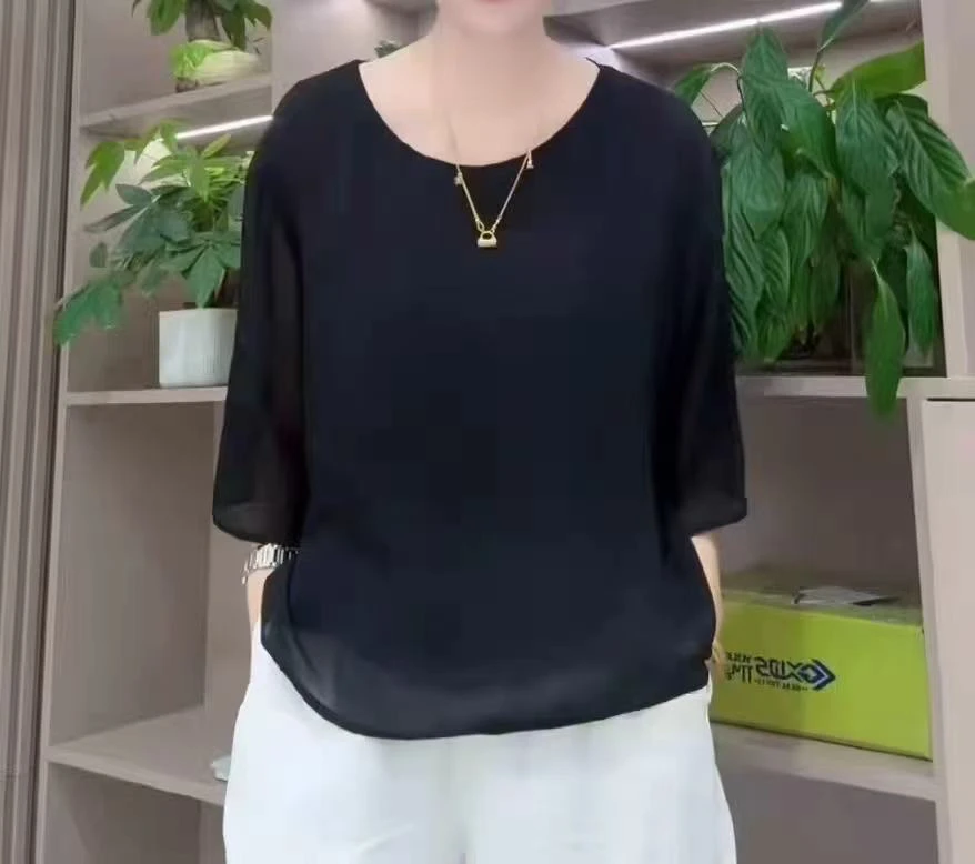 华姐夏季新款-女士显瘦网红气质百搭纯色修身短款长袖上衣