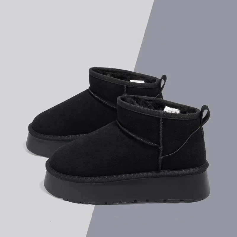 厚底雪地靴女冬季加绒加厚2025年新款短筒毛毛鞋一脚蹬保暖棉鞋靴