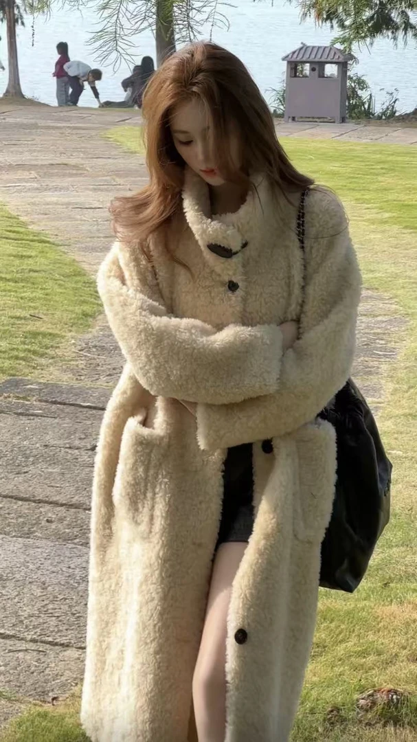 【思思私服】宽松立领设计款羊毛大衣保暖冬季外套气质时尚百搭加厚