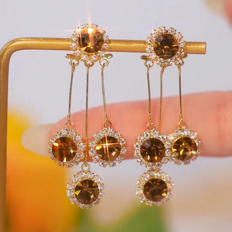 合金玻璃耳饰 兰知春序年新款潮前后佩戴满流苏耳环一款两戴耳饰