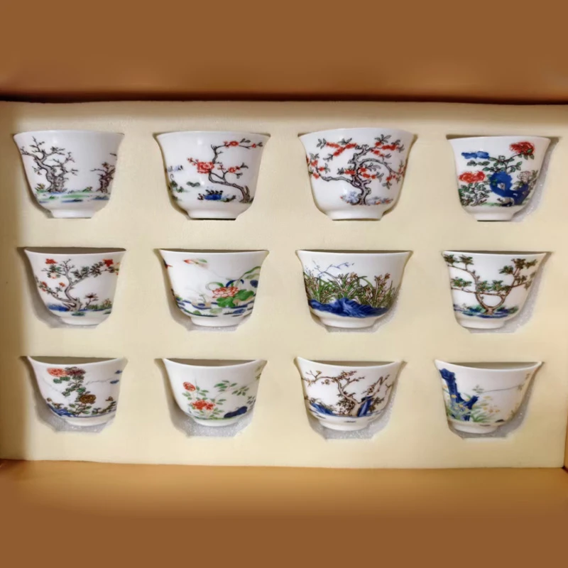 辽宁省博物馆十二月花神杯套装礼物主人杯品茗泡茶