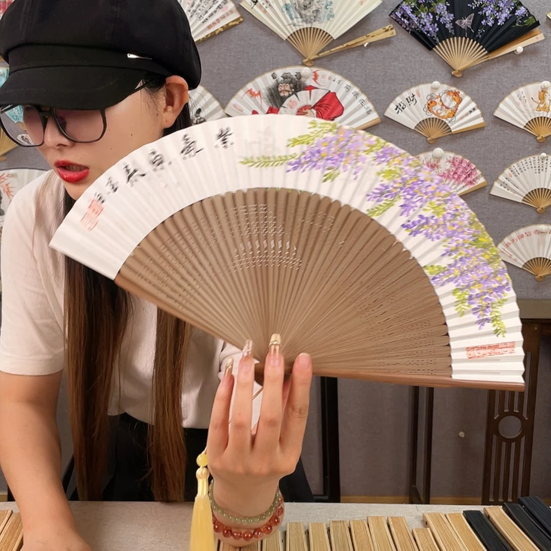 国画7寸-秋扇折扇（默认粘好）