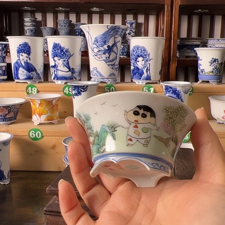 摆件手绘手工陶瓷花盆