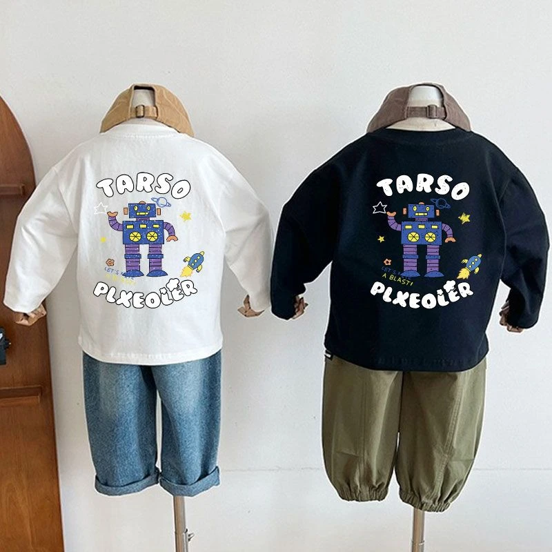 100%纯棉儿童长袖t恤2024新款百搭儿童打底衫百搭外穿中小童装