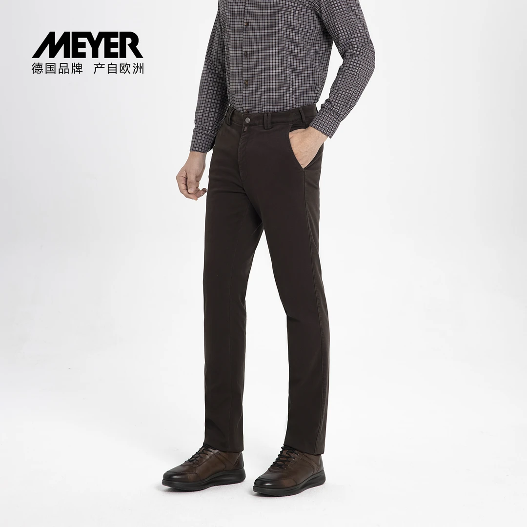 MEYER德国迈雅 秋冬新款纯棉双层休闲裤中高腰直筒23925-MONZA-C
