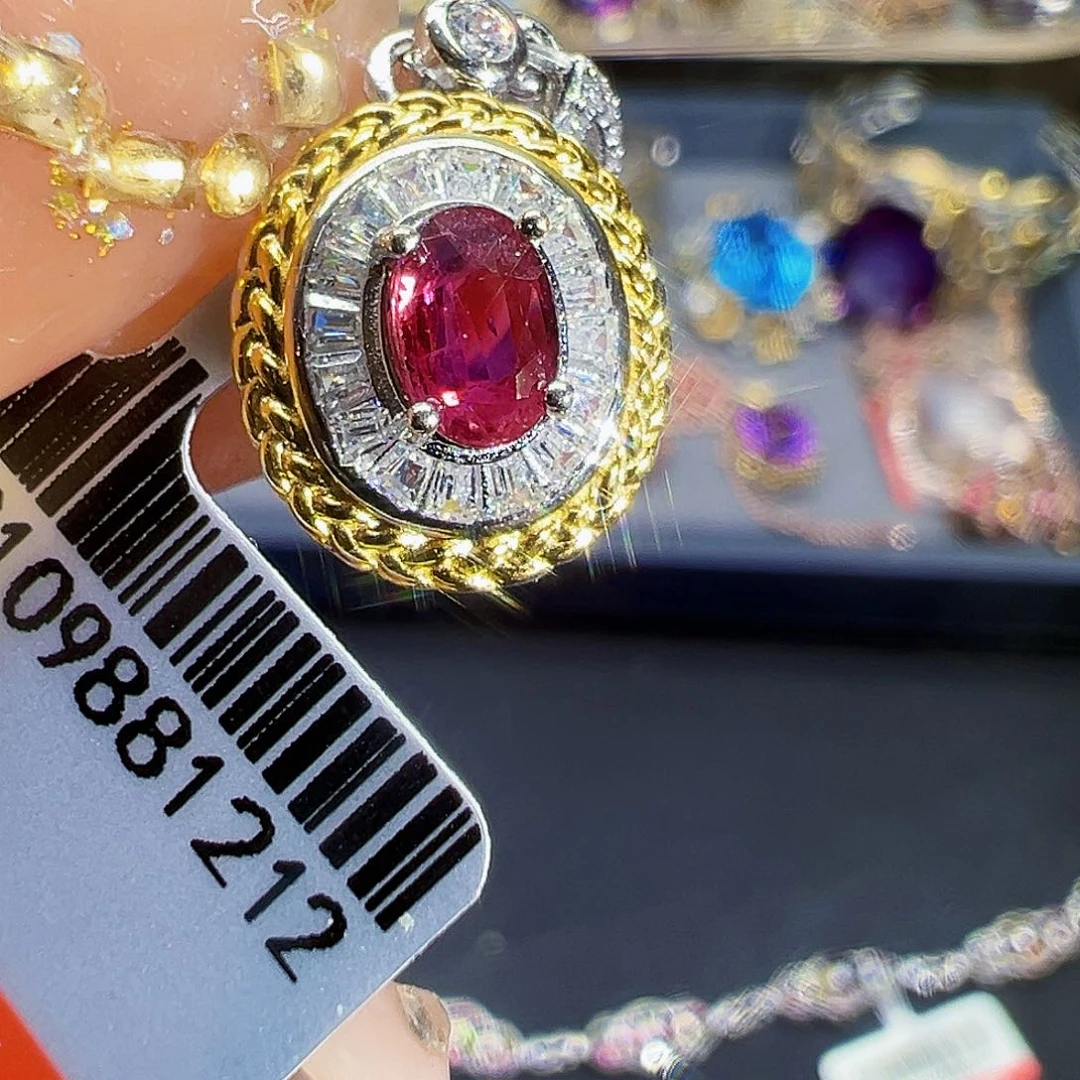 吊坠银S925镶嵌红宝石