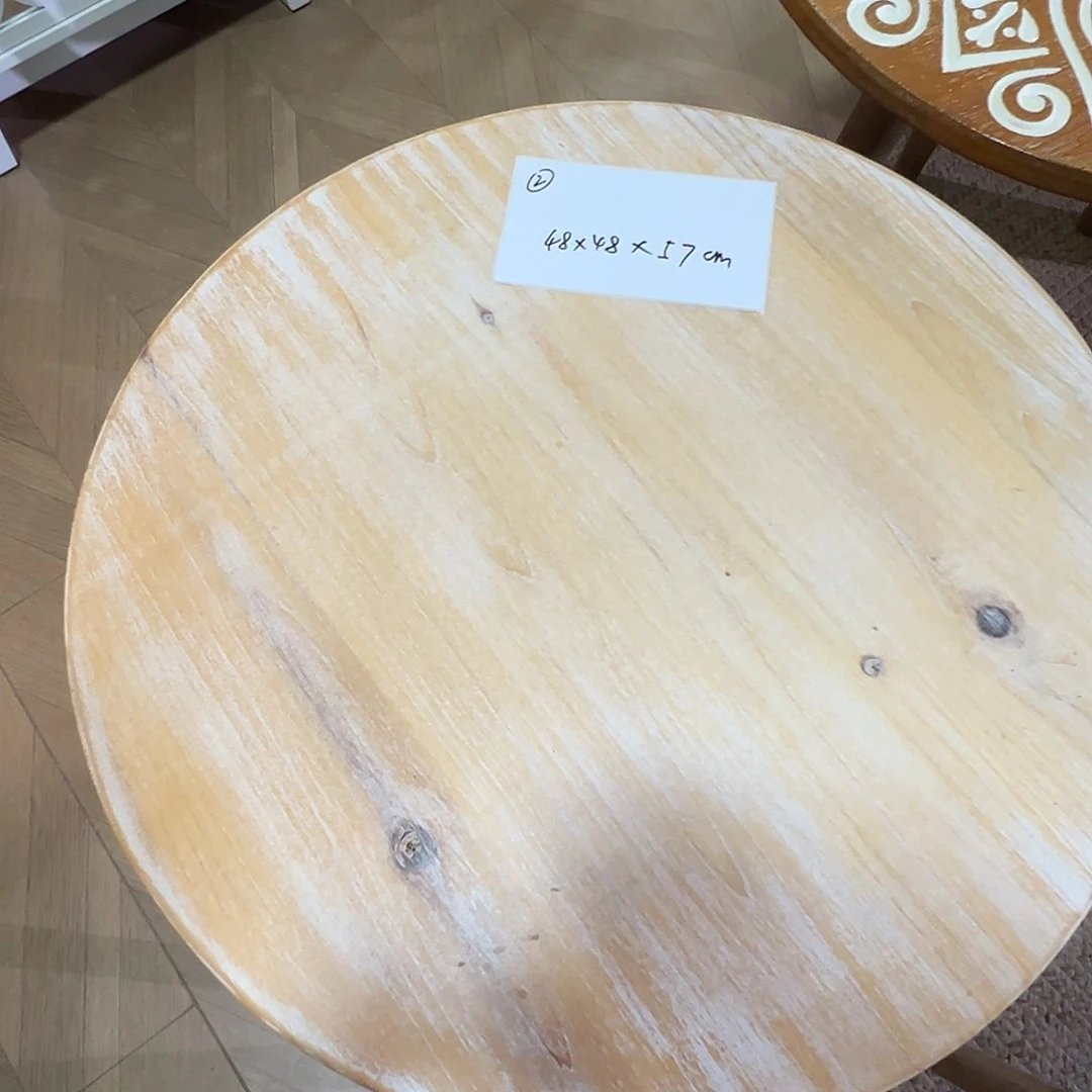 木（非红木类）全实木圆几白色