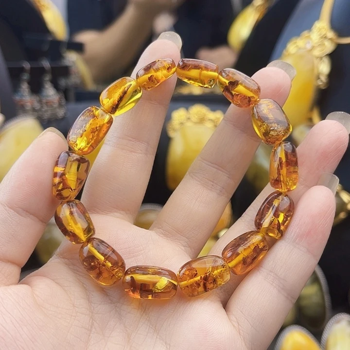 琥珀未镶嵌裸石手串