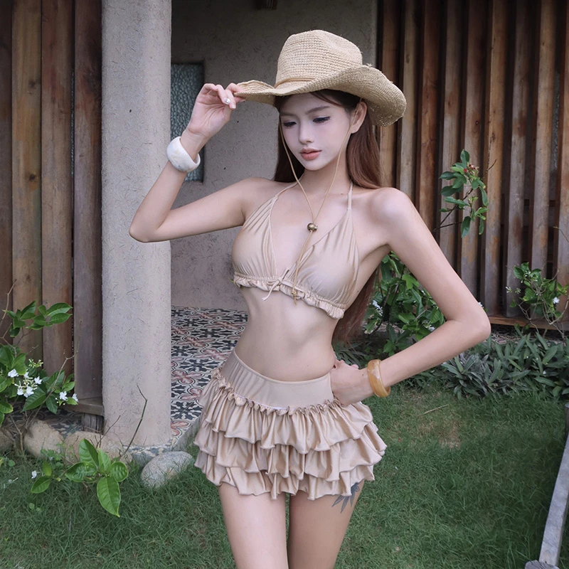 【米金短裙】比基尼女式高级感甜美性感小胸遮肚显瘦遮肉泡温泉度假