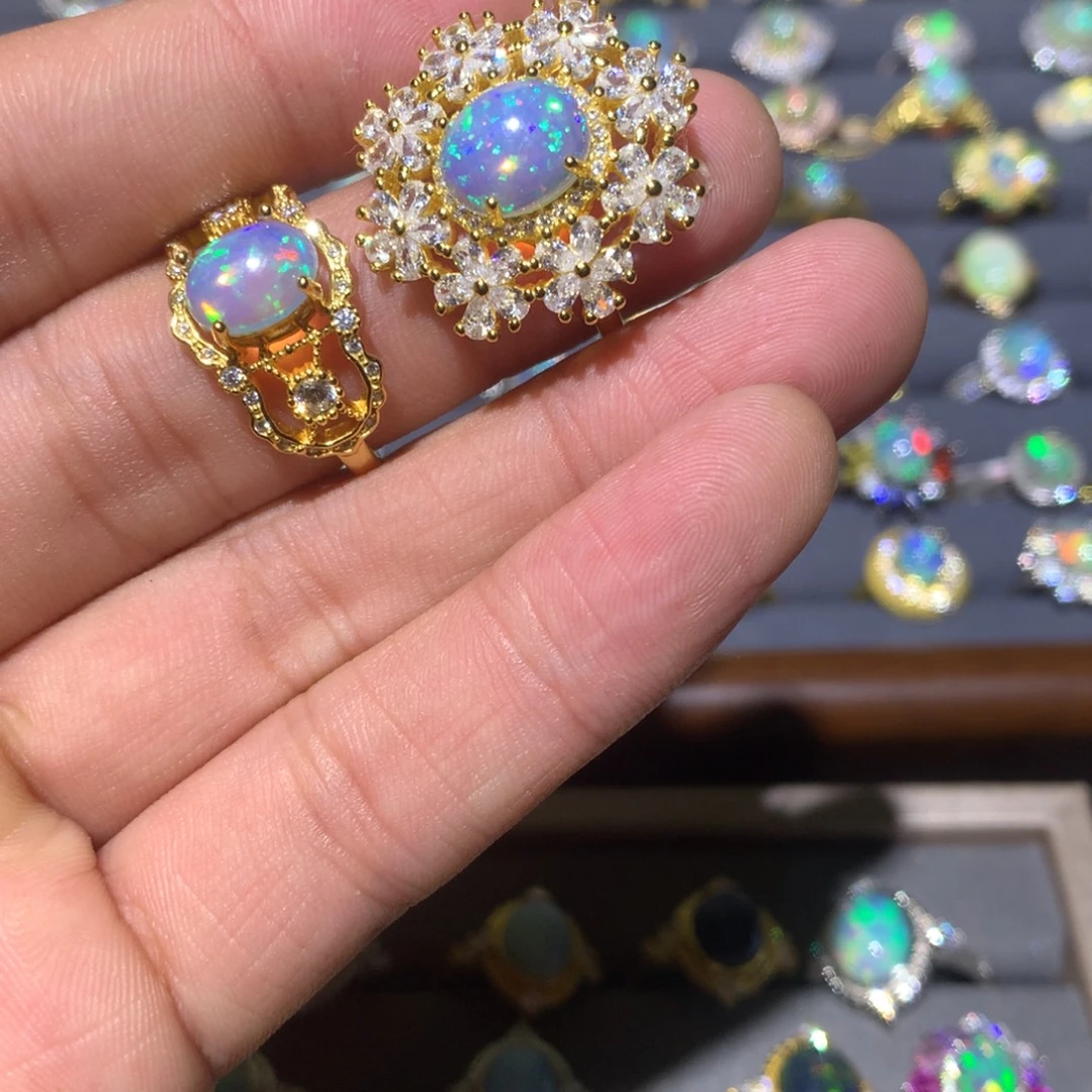 冬***️欧泊银S925镶嵌欧泊戒指