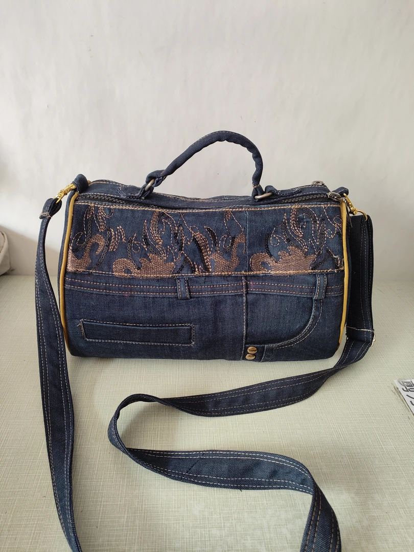 布艺手工制作牛仔手提斜背包