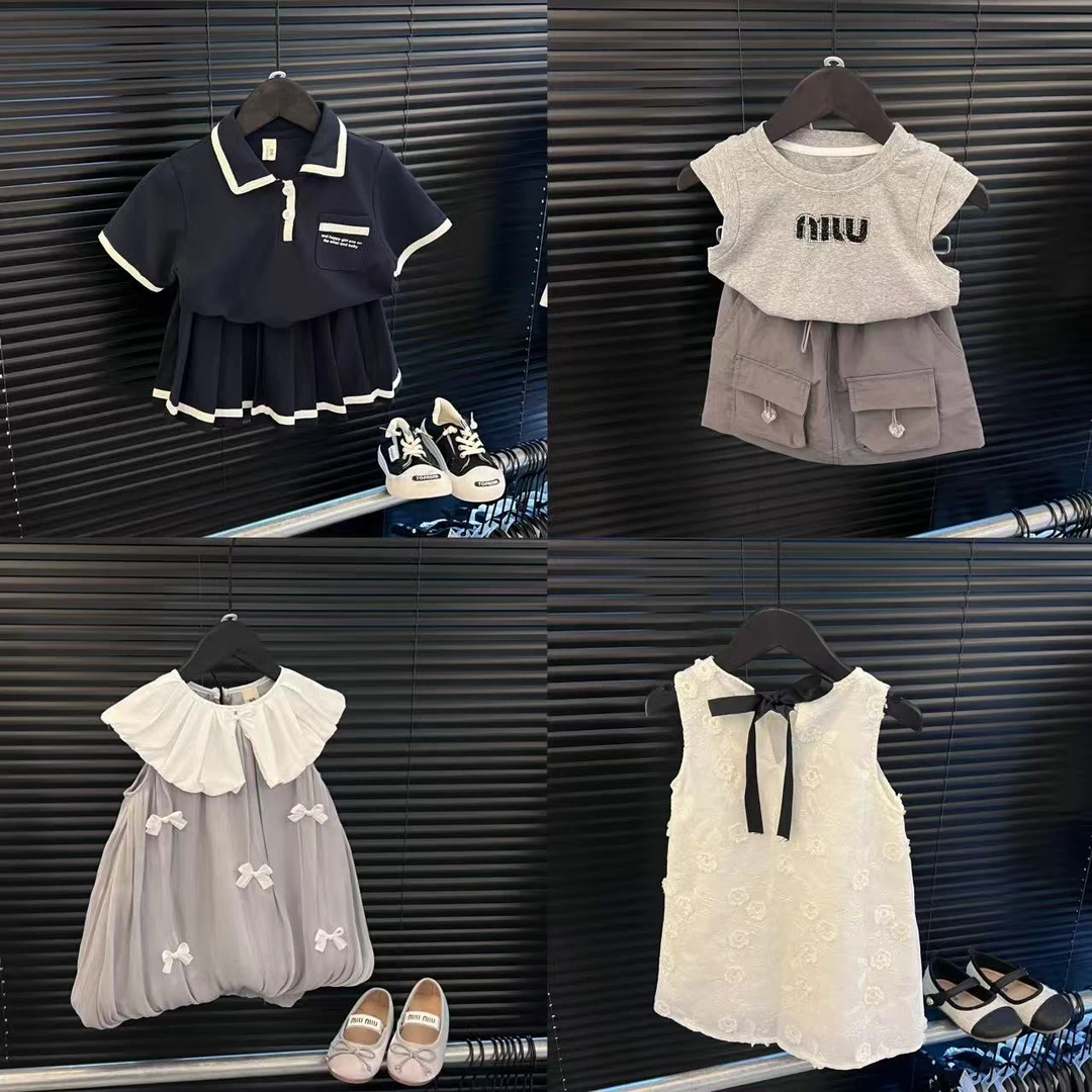 【301-399】儿童2025新款洋气时尚女宝夏季连衣裙短裙套装韩版时髦