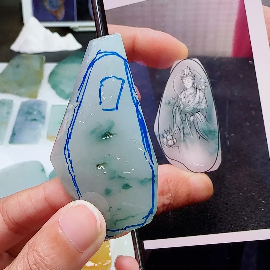 定制翡翠未镶嵌缅甸翡翠挂件