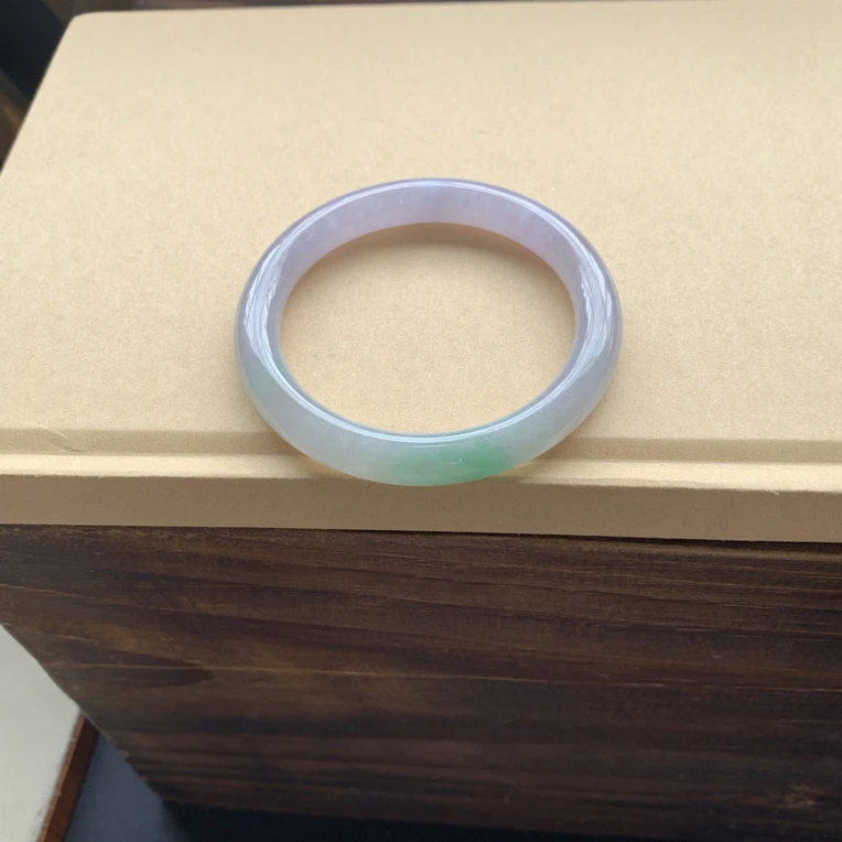 冰透冰紫阳绿圆条手镯，特价9980圈口54.8-8.9-8.5天然翡翠缅A完美