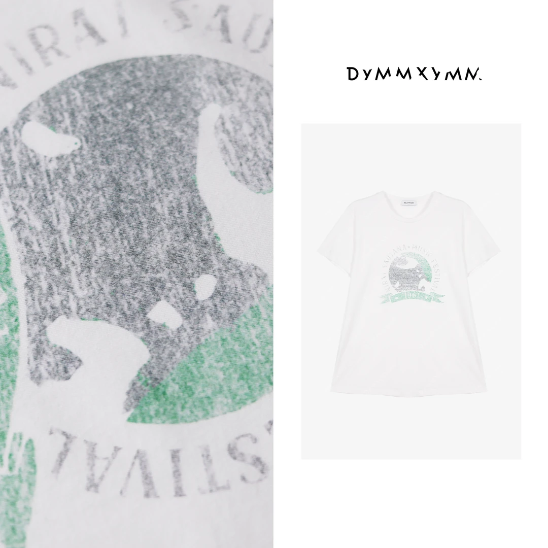 【DYMMXYMM】-早春极简风高级感绿色图案字母印花短袖T恤-5SS6069