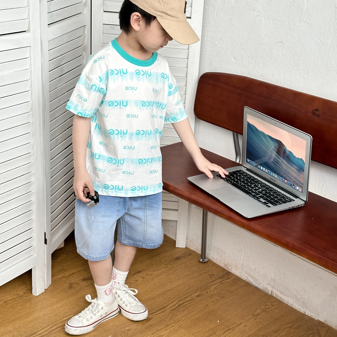 【主播推荐】儿童字母印花短袖T恤男女宝同款DX24167