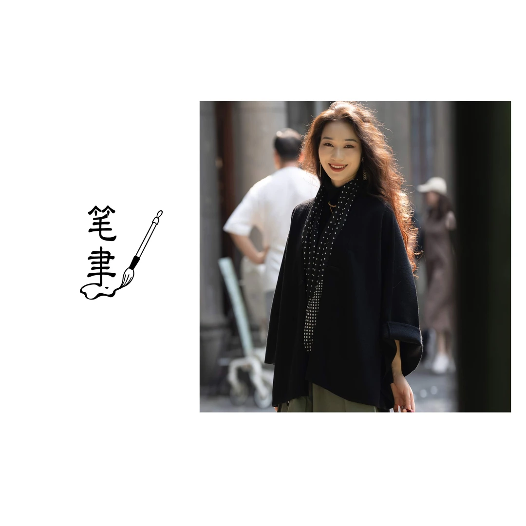 [笔聿Rhetoric]超细美丽诺羊毛披肩斗篷外套1439-4